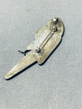 Mind Boggling Workmanship Vintage Native American Zuni Turquoise Parrot Sterling Silver Pin-Nativo Arts