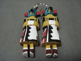 Mini Real Kachina Doll Navajo Sterling Native American Jewelry Silver Earrings-Nativo Arts