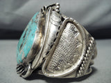 Mongo Vintage Native American Navajo Easter Blue Turquoise Sterling Silver Flank Bracelet-Nativo Arts