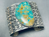 Monstrous Native American Repoussed Sterling Silver Royston Bracelet-Nativo Arts