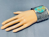 Monstrous Native American Repoussed Sterling Silver Royston Bracelet-Nativo Arts
