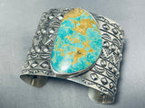 Monstrous Native American Repoussed Sterling Silver Royston Bracelet-Nativo Arts