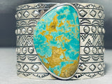 Monstrous Native American Repoussed Sterling Silver Royston Bracelet-Nativo Arts