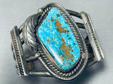 Monumental Vintage Native American Navajo Rare Turquoise Sterling Silver Bracelet-Nativo Arts