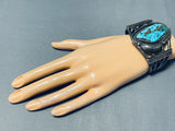 Monumental Vintage Native American Navajo Rare Turquoise Sterling Silver Bracelet-Nativo Arts