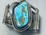 Monumental Vintage Native American Navajo Rare Turquoise Sterling Silver Bracelet-Nativo Arts