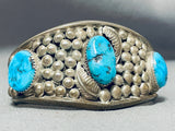 Most Detailed Bead Vintage Native American Navajo Turquoise Sterling Silver Bracelet-Nativo Arts