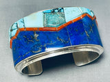 Mountain Motif Native American Navajo Turquoise Lapis Sterling Silver Bracelet-Nativo Arts