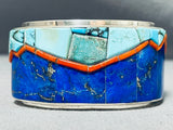 Mountain Motif Native American Navajo Turquoise Lapis Sterling Silver Bracelet-Nativo Arts
