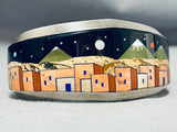 Mountain Town Turquoise Pueblo Native American Navajo Sterling Silver Bracelet-Nativo Arts