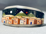 Mountain Town Turquoise Pueblo Native American Navajo Sterling Silver Bracelet-Nativo Arts