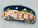 Mountain Town Turquoise Pueblo Native American Navajo Sterling Silver Bracelet-Nativo Arts