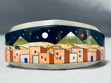 Mountain Town Turquoise Pueblo Native American Navajo Sterling Silver Bracelet-Nativo Arts