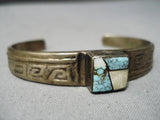 Multi Technique Vintage Native American Navajo Turquoise Sterling Silve Rinlay Bracelet-Nativo Arts