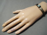 Multi Technique Vintage Native American Navajo Turquoise Sterling Silve Rinlay Bracelet-Nativo Arts