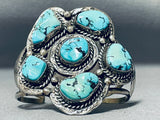 Museum Authentic Vintage Native American Navajo Turquoise Cluster Sterling Silver Bracelet-Nativo Arts