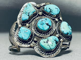 Museum Authentic Vintage Native American Navajo Turquoise Cluster Sterling Silver Bracelet-Nativo Arts