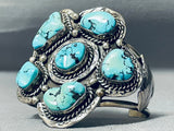 Museum Authentic Vintage Native American Navajo Turquoise Cluster Sterling Silver Bracelet-Nativo Arts