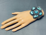 Museum Authentic Vintage Native American Navajo Turquoise Cluster Sterling Silver Bracelet-Nativo Arts