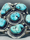 Museum Authentic Vintage Native American Navajo Turquoise Cluster Sterling Silver Bracelet-Nativo Arts