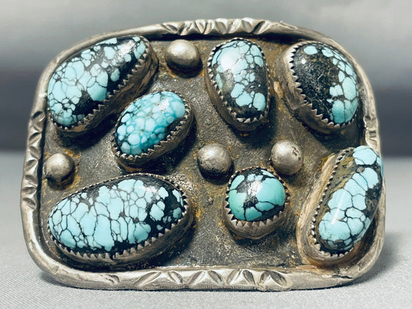 Museum Blue Wind Turquoise Vintage Native American Navajo Sterling Silver Bracelet-Nativo Arts