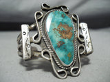 Museum High Grade Royston Turquoise Vintage Native American Navajo Sterling Silver Bracelet-Nativo Arts