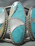 Museum Lee Family Vintage Native American Navajo Turquoise Inlay Sterling Silver Bracelet-Nativo Arts