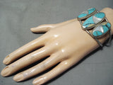 Museum Lee Family Vintage Native American Navajo Turquoise Inlay Sterling Silver Bracelet-Nativo Arts