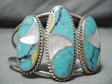 Museum Lee Family Vintage Native American Navajo Turquoise Inlay Sterling Silver Bracelet-Nativo Arts