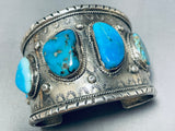 Museum Monster Vintage Native American Navajo Morenci Turquoise Sterling Silver Bracelet-Nativo Arts