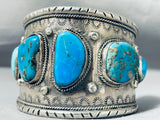 Museum Monster Vintage Native American Navajo Morenci Turquoise Sterling Silver Bracelet-Nativo Arts