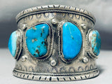 Museum Monster Vintage Native American Navajo Morenci Turquoise Sterling Silver Bracelet-Nativo Arts