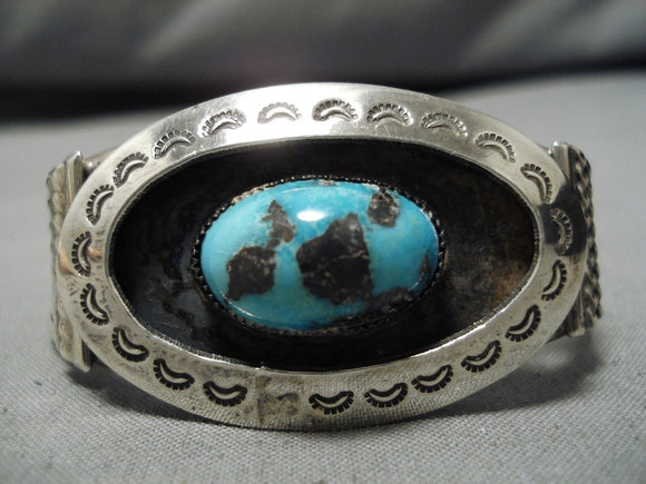 Museum Quality High Grade Bisbee Turquoise Sterling Silver Native American Navajo Bracelet-Nativo Arts