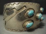 Museum Quality Vintage Hopi/ Navajo Easter Blue Turquoise Native American Jewelry Silver Bracelet-Nativo Arts