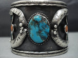 Museum Quality!! Vintage Native American Jewelry Navajo Turquoise Inlay Sterling Silver Bracelet-Nativo Arts