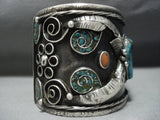Museum Quality!! Vintage Native American Jewelry Navajo Turquoise Inlay Sterling Silver Bracelet-Nativo Arts