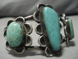 Museum Quality Vintage Native American Navajo Carico Lake Turquoise Sterling Silver Bracelet Old-Nativo Arts