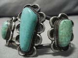 Museum Quality Vintage Native American Navajo Carico Lake Turquoise Sterling Silver Bracelet Old-Nativo Arts
