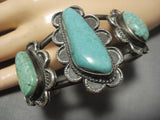 Museum Quality Vintage Native American Navajo Carico Lake Turquoise Sterling Silver Bracelet Old-Nativo Arts