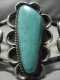 Museum Quality Vintage Native American Navajo Carico Lake Turquoise Sterling Silver Bracelet Old-Nativo Arts