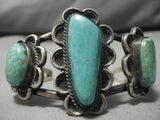 Museum Quality Vintage Native American Navajo Carico Lake Turquoise Sterling Silver Bracelet Old-Nativo Arts