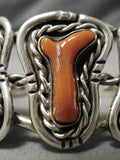 Museum Quality!! Vintage Native American Navajo Chunk Coral Sterling Silver Bracelet Old-Nativo Arts