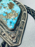 Museum Quality Vintage Native American Navajo Rare Old Turquoise Sterling Silver Bolo Tie-Nativo Arts
