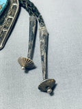 Museum Quality Vintage Native American Navajo Rare Old Turquoise Sterling Silver Bolo Tie-Nativo Arts