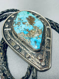 Museum Quality Vintage Native American Navajo Rare Old Turquoise Sterling Silver Bolo Tie-Nativo Arts