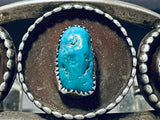 Museum Rare Turquoise Vintage Native American Navajo Sterling Silver Heavy Bracelet Old-Nativo Arts