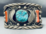 Museum Signed Vintage Native American Navajo Monroe Ashley Turquoise Sterling Silver Bracelet-Nativo Arts