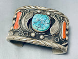 Museum Signed Vintage Native American Navajo Monroe Ashley Turquoise Sterling Silver Bracelet-Nativo Arts