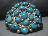 Museum Vibrant Turquoise Vintage Native American Jewelry Navajo Sterling Silver Cuff Bracelet Old-Nativo Arts