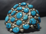 Museum Vibrant Turquoise Vintage Native American Jewelry Navajo Sterling Silver Cuff Bracelet Old-Nativo Arts